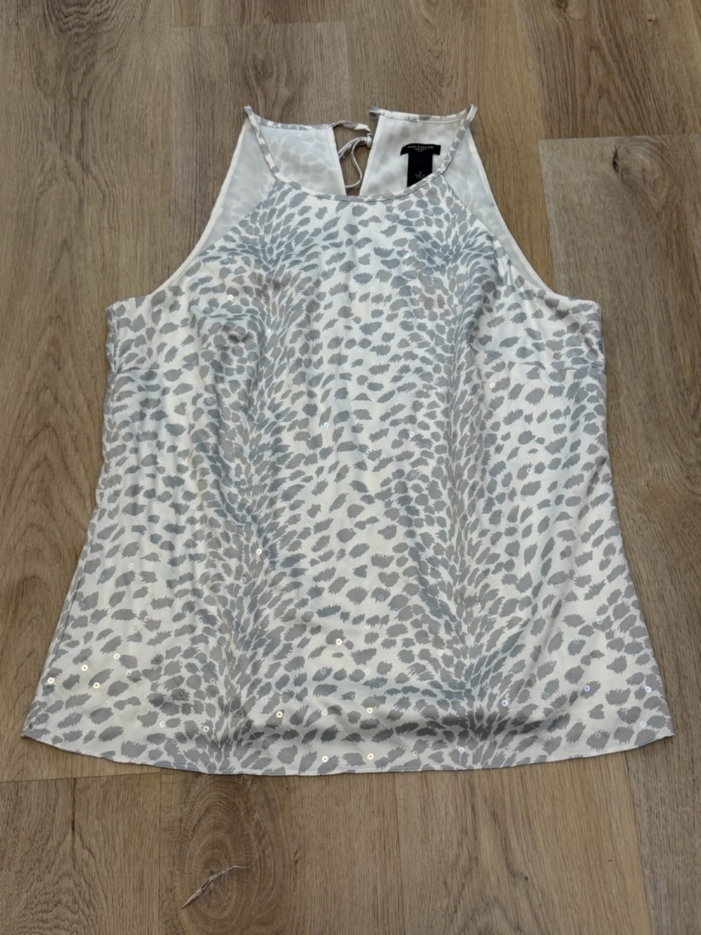 Ann Taylor Grey Animal Print Blouse with Sequins